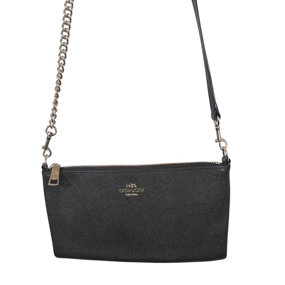 Coach Handbags - Coach Crossbody Bag Black Crossgrain Leather Gold Chain Strap 52385